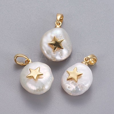 Natural Cultured Freshwater Pearl Pendants KK-L187-09G-1