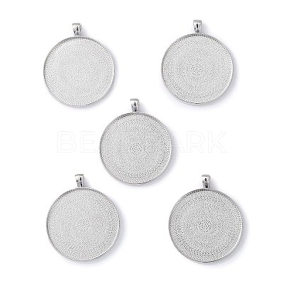 Tibetan Style Flat Round Alloy Big Pendant Cabochon Settings LS-X-TIBEP-Q049-09AS-RS-1