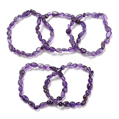 Natural Amethyst Bead Stretch Bracelets BJEW-K213-23-1