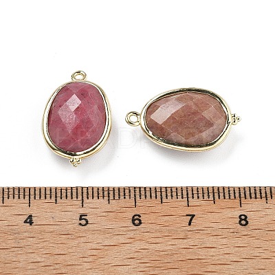 Natural Rhodonite Faceted Oval Connector Charms G-H323-02G-15-1