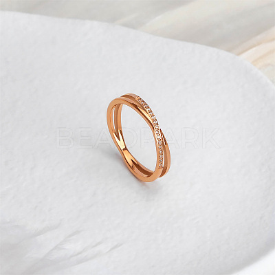 304 Stainless Steel Micro Pave Clear Cubic Zirconia Finger Rings for Women FS-WG1B662-03-1