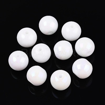Electroplate Round Glass Beads Strands EGLA-T029-07K-1