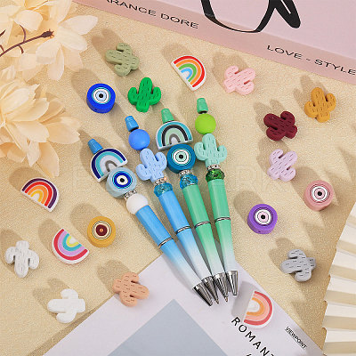 24Pcs 24 Styles Silicone Focal Beads SIL-CA0002-84-1