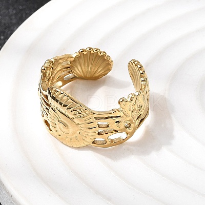 304 Stainless Steel Open Cuff Rings for Women RJEW-K313-15G-1