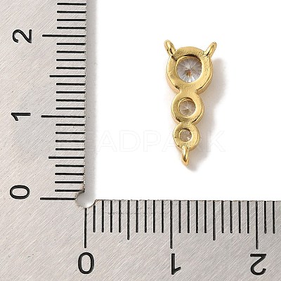 Rack Plating Brass Pave Clear Cubic Zirconia Flat Round Beaded Chandelier Component Links KK-U027-02G-1