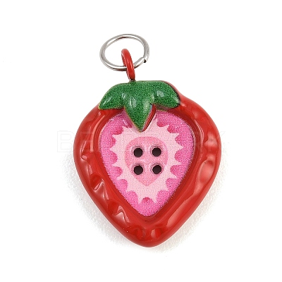 Button 304 Stainless Steel Enamel Pendants SA-CBAE390-01C-1