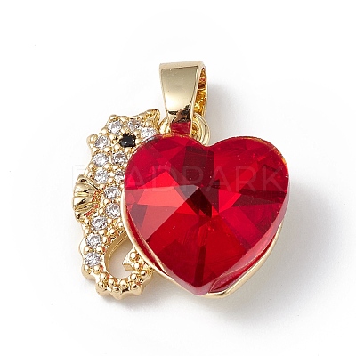 Real 18K Gold Plated Rack Plating Brass Micro Pave Cubic Zirconia Pendants KK-C015-02G-11-1