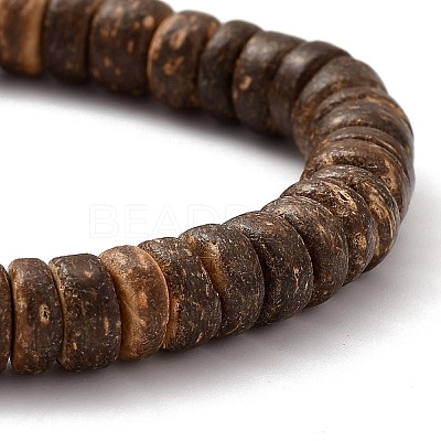 Rondelle Natural Coconut Stretch Bracelets BJEW-JB05361-01-1