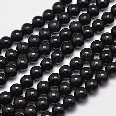 Natural Eyeless Obsidian Beads Strands X-G-K123-06-10mm-1