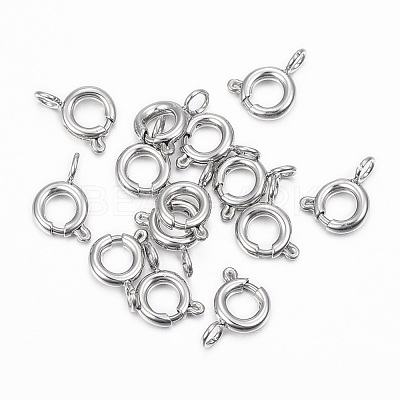 Tarnish Resistant 304 Stainless Steel Smooth Surface Spring Ring Clasps X-STAS-H396-B-02P-1