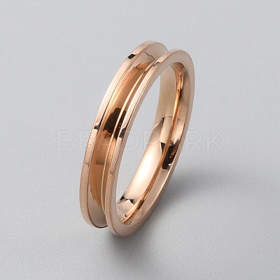 201 Stainless Steel Grooved Finger Ring Settings RJEW-WH0012-11D-1