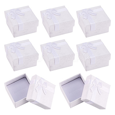 Square Paper Jewelry Ring Gift Boxes with Bowknot CON-TAC0010-80E-1