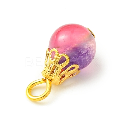 Natural White Jade Dyed Bead Pendants PALLOY-JF02306-1