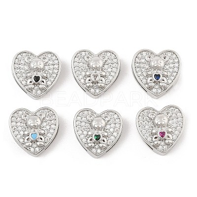 Brass Micro Pave Cubic Zirconia Slide Charms ZIRC-I068-05P-1