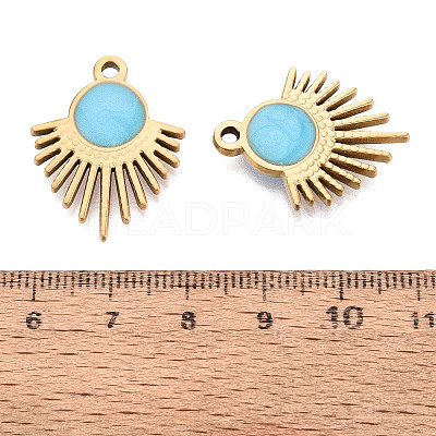 303 Stainless Steel Enamel Pendants STAS-Q110-35G-03-1
