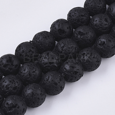 Spray Painted Natural Lava Rock Beads Strands G-N0324-D-01-1