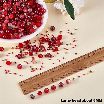 2 Bag Glass Round Beads Set JX547D-1