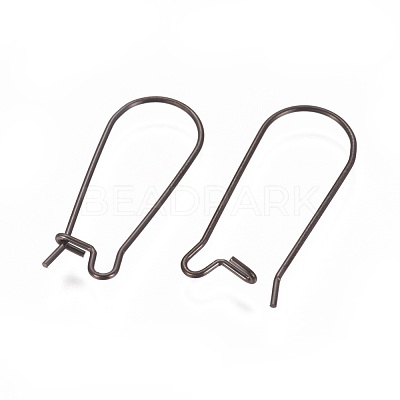 304 Stainless Steel Hoop Earrings Findings Kidney Ear Wires Ion Plating(IP) STAS-L216-22B-B-1