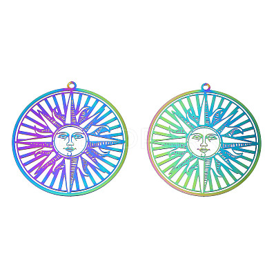 Ion Plating(IP) 201 Stainless Steel Filigree Big Pendants X-STAS-S118-079-1