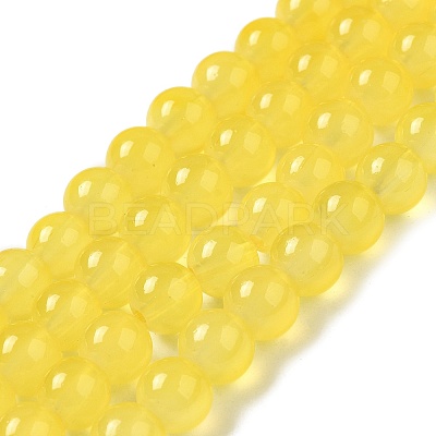 Baking Paint Imitation Jade Glass Round Bead Strands DGLA-Q021-8mm-24-1