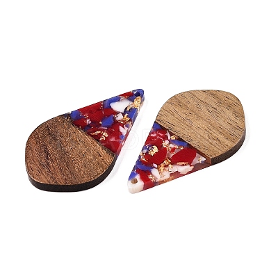 Transparent Resin and Walnut Wood Pendants RESI-T057-06F-1