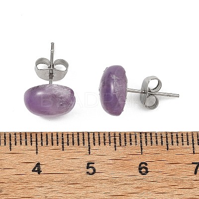 Natural Mixed Stone & 304 Stainless Steel Stud Earrings EJEW-JE07079-1