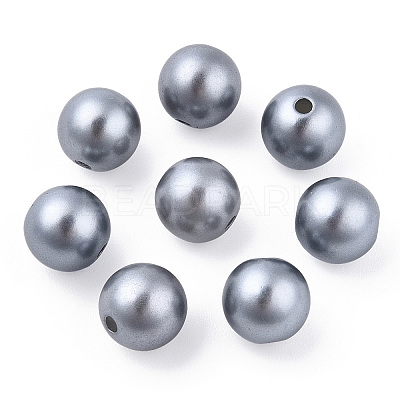 Spray Painted ABS Plastic Imitation Pearl Beads OACR-T015-05C-02-1