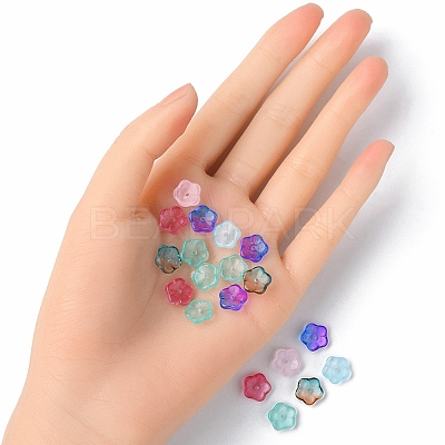 35Pcs Transparent Spray Painted Glass Beads GLAA-YW0001-75-1
