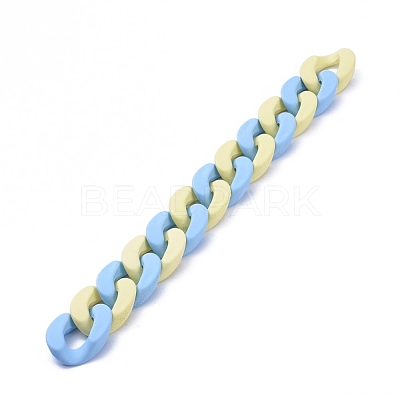 Handmade Opaque Spray Painted Acrylic Curb Chains AJEW-JB00615-02-1