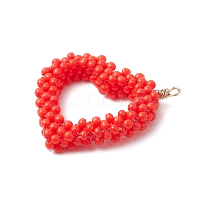 Seed Beads Beaded Charms PALLOY-MZ00357-1
