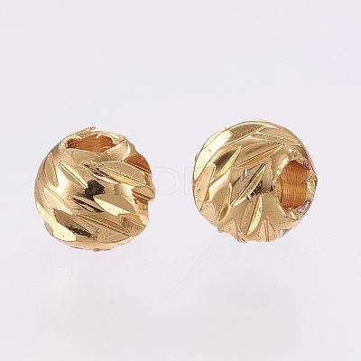 Carved Brass Beads X-KK-G312-02G-4mm-1