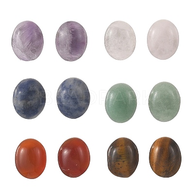 Natural Mixed Stone & 304 Stainless Steel Stud Earrings EJEW-JE07079-1