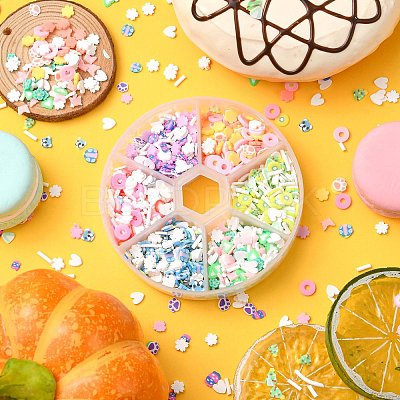 30G 6 Styles Handmade Polymer Clay Cabochons CLAY-CJ0001-64-1