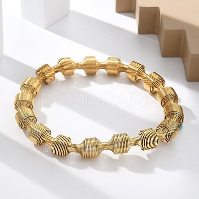 304 Stainless Steel Stretch Bangles for Women BJEW-P315-02H-G-1