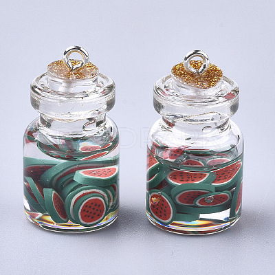 Glass Bottle Pendants X-GLAA-T001-04F-1