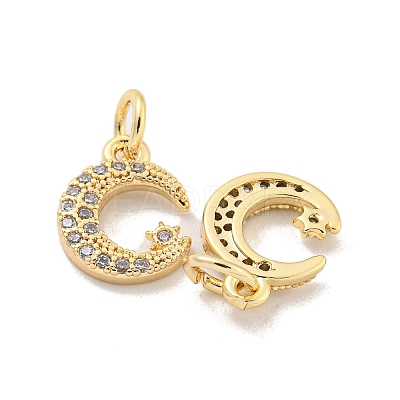 Brass Micro Pave Clear Cubic Zirconia Charms KK-Z044-17C-1