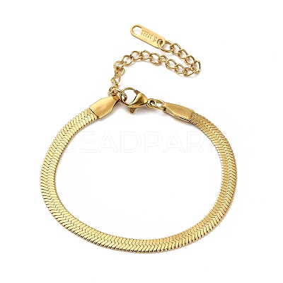 Ion Plating(IP) 304 Stainless Steel Herringbone Chain Bracelet for Men Women BJEW-E058-01C-G-1