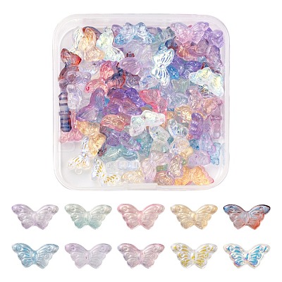 80Pcs 10 Style AB Color Plated & Spray Painted & Transparent Glass Beads GLAA-FS0001-16-1