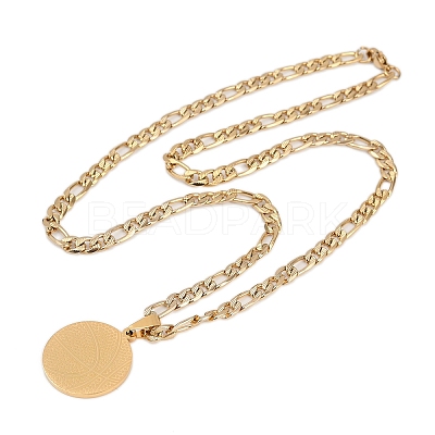 Basketball 201 Stainless Steel Pendant Necklaces for Men Women NJEW-K283-21G-1