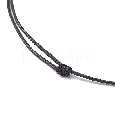 Adjustable Dyed Synthetic Turquoise with Round Plastic Imitation Pearl Cross Pendant Black Waxed Polyester Cord Necklaces for Women NJEW-JN05384-01-1