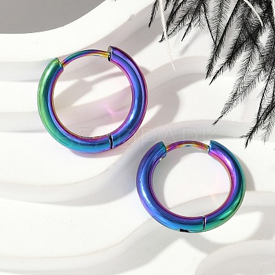 202 Stainless Steel Huggie Hoop Earrings EJEW-F111A-16mm-RC-1
