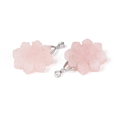 Natural Rose Quartz Pendants G-T144-12C-1