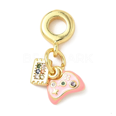 Brass Enamel European Dangle Charms KK-I355-22G-02-1