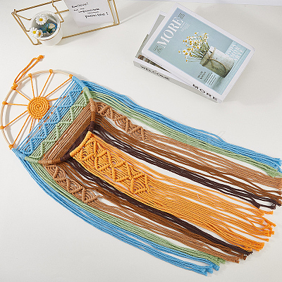 Hand-Woven Polyester Macrames Wall Decorations HJEW-WH20020-003C-1