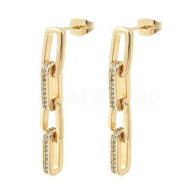 Brass Micro Pave Cubic Zirconia Stud Earrings KK-CBA5B62-02G-1