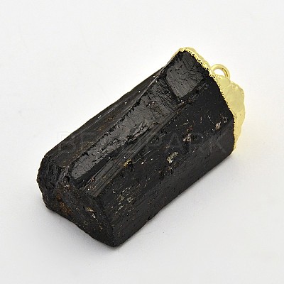 Golden Tone Brass Tourmaline Pendants G-J264-04-1