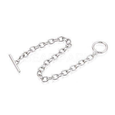 201 Stainless Steel Cable Chain Bracelets for Men Women BJEW-N036-01P-1