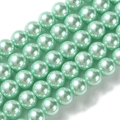 Eco-Friendly  Dyed Glass Pearl Round Bead Strands HY-A002-8mm-RB034-1