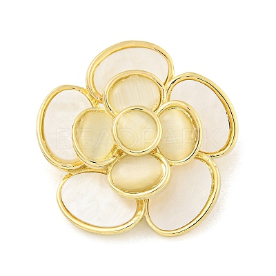 Camellia Flower Shape Alloy Brooch JEWB-U006-15LG-1