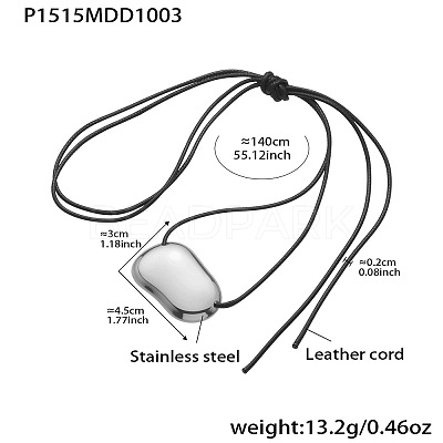 304 Stainless Steel Pendant Adjustable Black Waxed Cord Necklaces for Women FS-WGE3E56-07-1